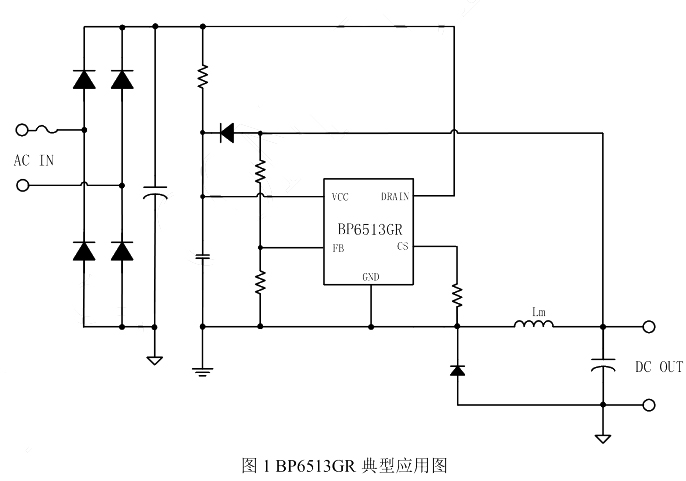 BP6513GR芯片典型应用图 BP6513GR芯片典型应用图