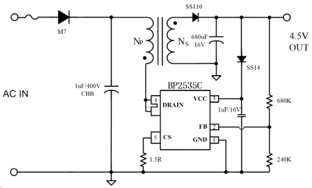 BP2535C应用电路图 BP2535C应用电路图