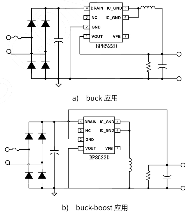 BP8522D芯片buck跟buck-boost应用电路图 BP8522D芯片buck跟buck-boost应用电路图