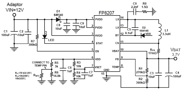 3A快速充电IC FP8207应用电路图 3A快速充电IC FP8207应用电路图