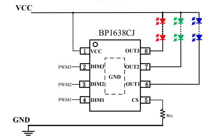 BP1638CJ典型应用电路图 BP1638CJ典型应用电路图