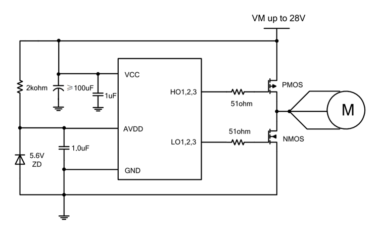 BP32MC057EM6S8驱动模块典型应用图
