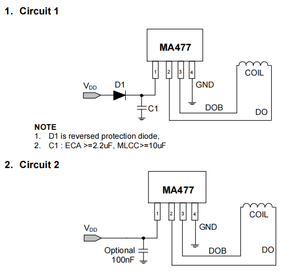 MA477霍尔开关应用电路图 MA477霍尔开关应用电路图
