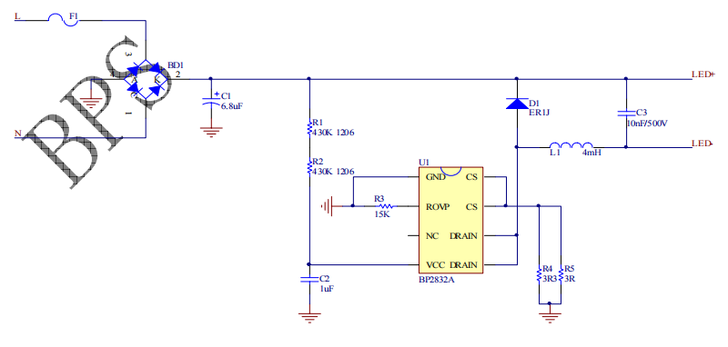 BP2832A驱动原理图 BP2832A驱动原理图