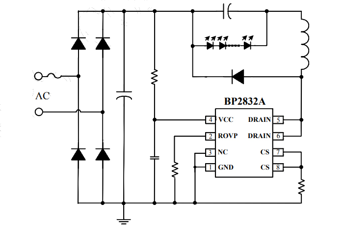 BP2832A典型应用电路图 BP2832A典型应用电路图