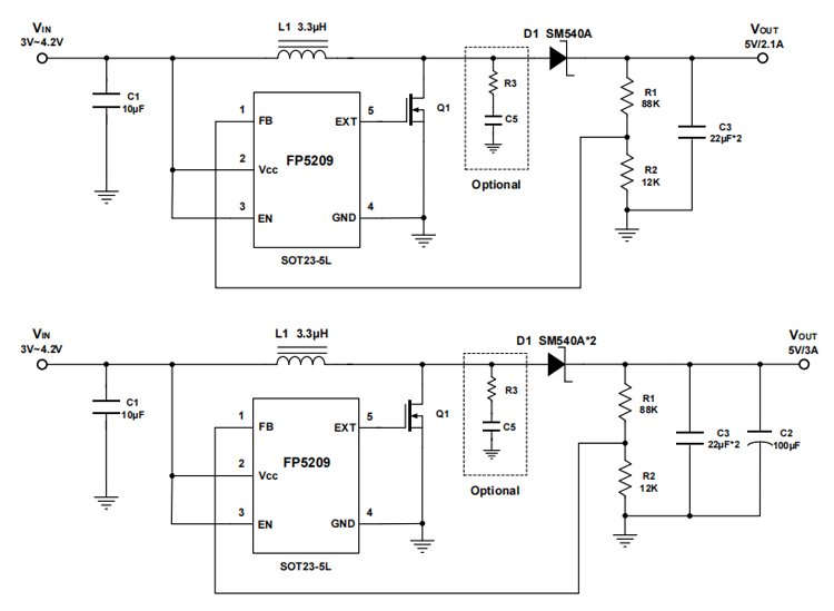 FP5209 3v升压5v电路 FP5209 3v升压5v电路