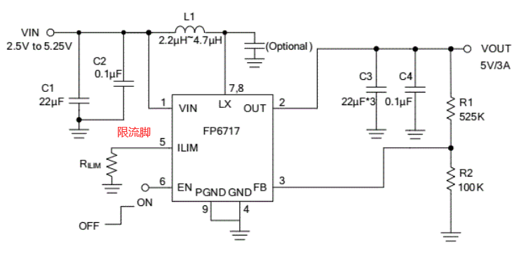 FP6717升压5V3A电路图 FP6717升压5V3A电路图