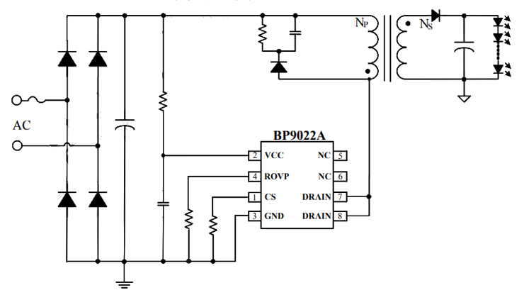 BP9022A应用电路图 BP9022A应用电路图