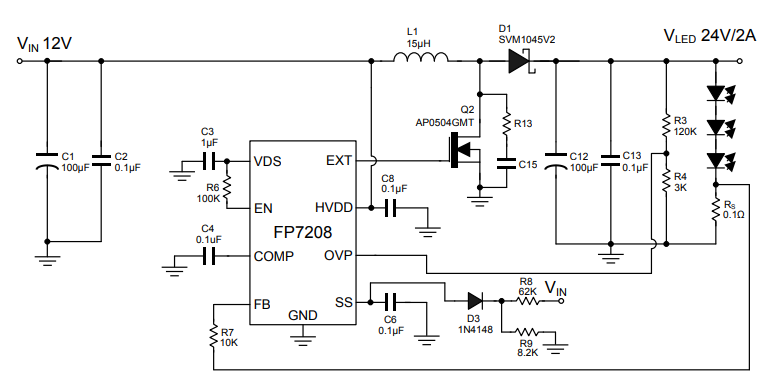 12V升压到24V/2A电路参考 12V升压到24V/2A电路参考