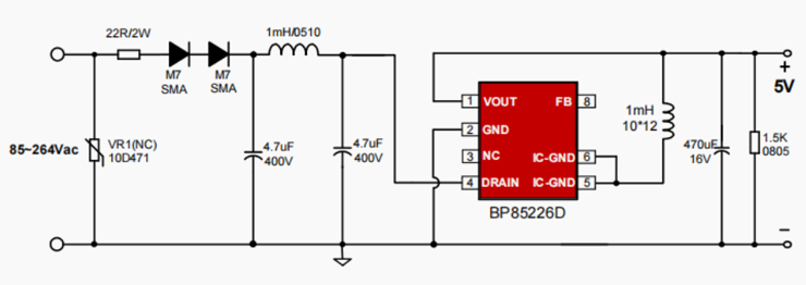 BP85226D Buck共地输出原理图 BP85226D Buck共地输出原理图