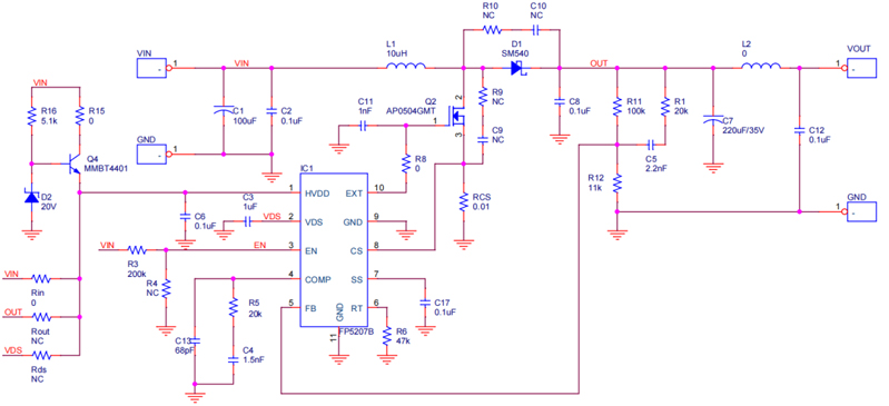 FP5207B升压芯片电路图