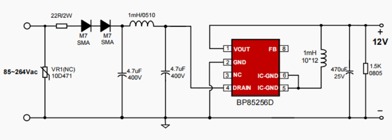 BP85256D原理图电路 BP85256D方案原理图电路