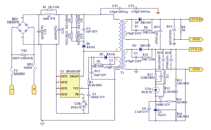 12.1W SSR双路隔离方案原理图电路 12.1W SSR双路隔离方案原理图电路