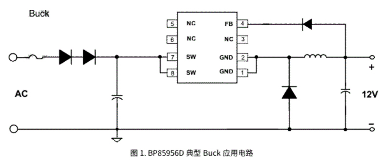 BP85956D芯片典型BUCK应用电路图 BP85956D芯片典型BUCK应用电路图