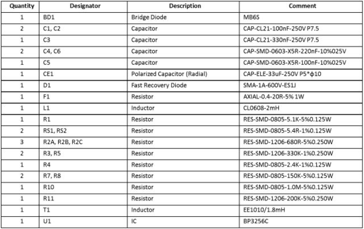 9W左右的低压可控硅调光方案 9W左右的低压可控硅调光方案BOM